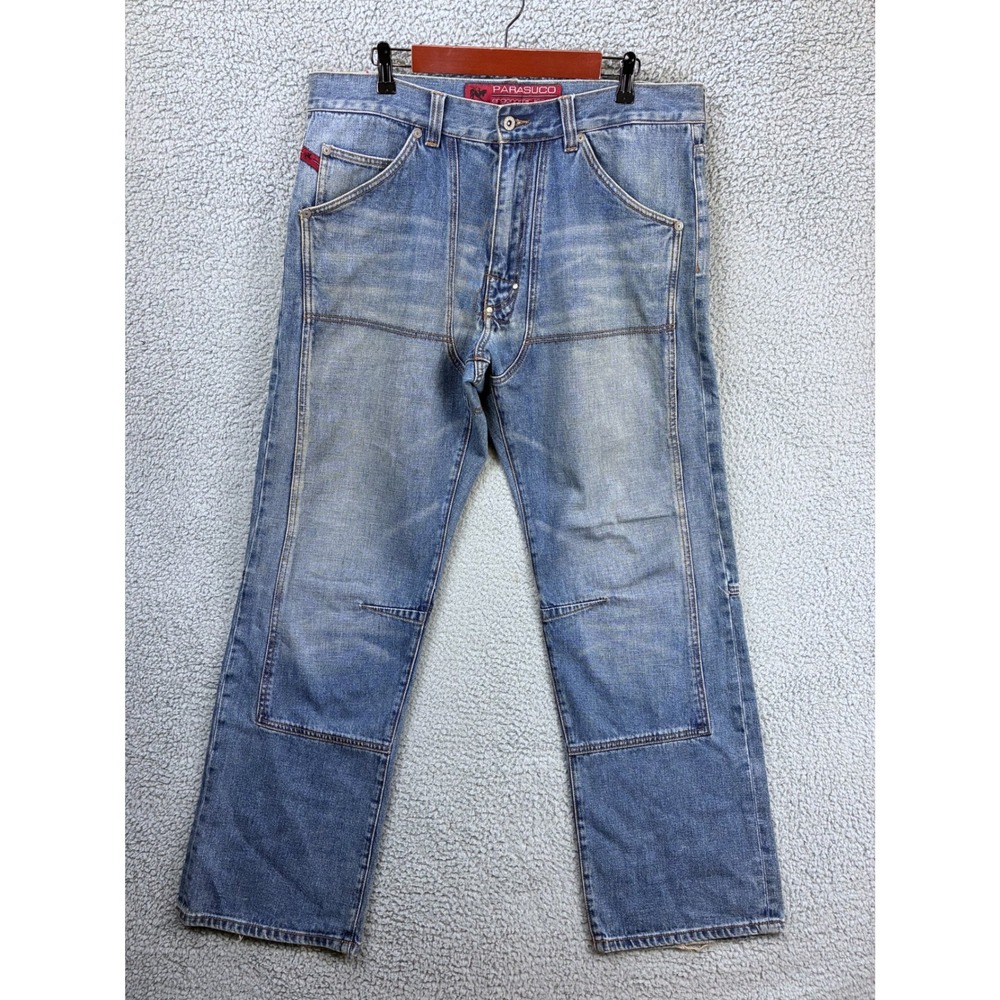 Parasuco Ergonomic Baggy Wide Leg Jeans Mens 38 Blue Y2K Vintage Denim Flawed